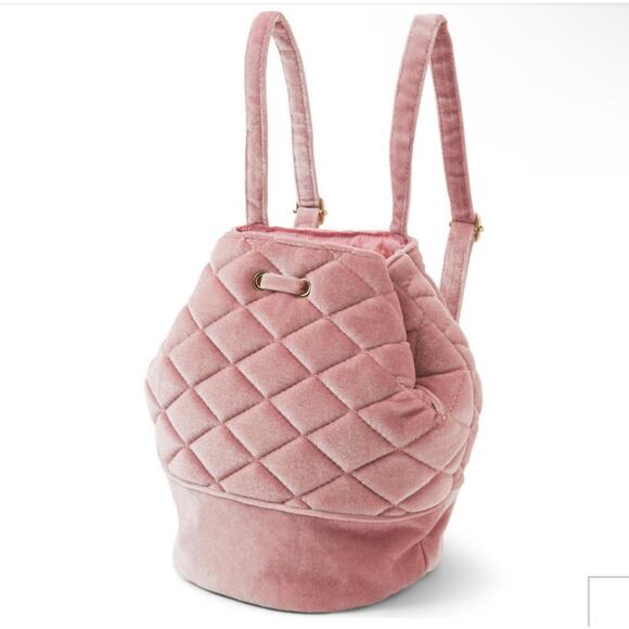 New - Janie and Jack ~  Blush Pink Velvet Quilted Backpack - Picture 2 of 7